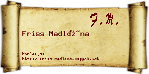 Friss Madléna névjegykártya